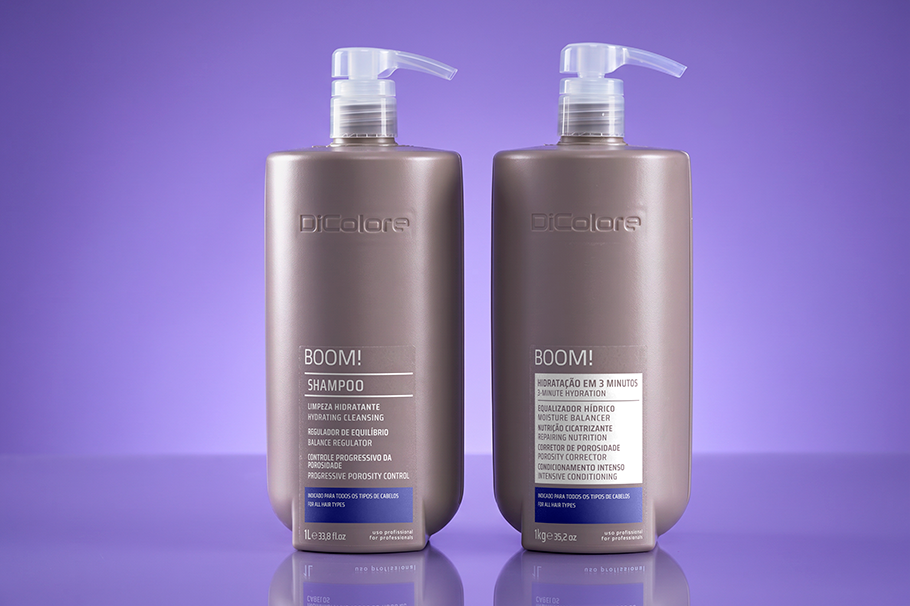 Shampoo Boom! da DiColore Profissional limpeza eficiente, hidratação equilibrada e cabelos com movimento desde a lavagem